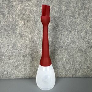 Pampered Chef Basting Bottle Red White Silicone Brush 2704 BBQ Kitchen Tool